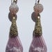 Circa 1920s/1930s Antique Art Nouveau / Art Deco Czech Glass Dangle Earrings w/ Lavender-colored Molded Glass Drops