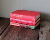 Red Book Collection Bundle Set Instant Library Vintage Red Green Horses Hardback Wedding Decor Table Setting Photo Props Autumn Fall Harvest