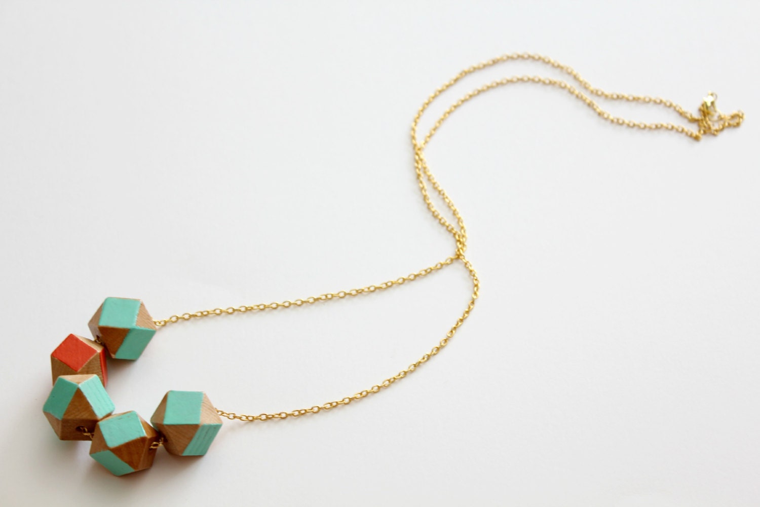 Geometry Necklace Tetrahedron Wooden Modern