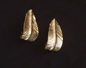 Gold Leaf Earrings, Handmade Folded Leaf Studs, Woodland Wedding, Bridal Earrings, Art Nouveau Jewelry- Ready to Ship
