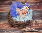 Purple OWL Hat and Tutu Set - Newborn Infant Baby Lavender Crochet Photography Prop Outfit