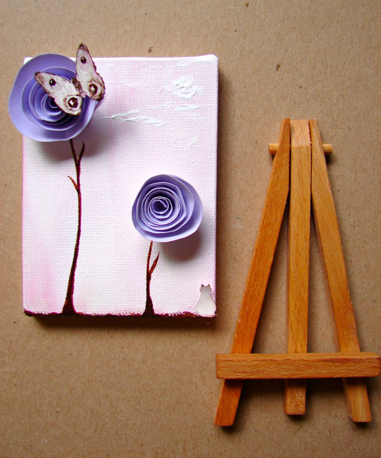 Graduation Gift, Nursery Decor, Office Decor, Desk Decor--Mixed Media, Lavender Paper Rosette Art, Paper Die Cuts, OOAK