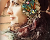 Custom Mucha Headdress- Tribal Fusion, Wedding, Festival Art Nouveau - theverdantmuse