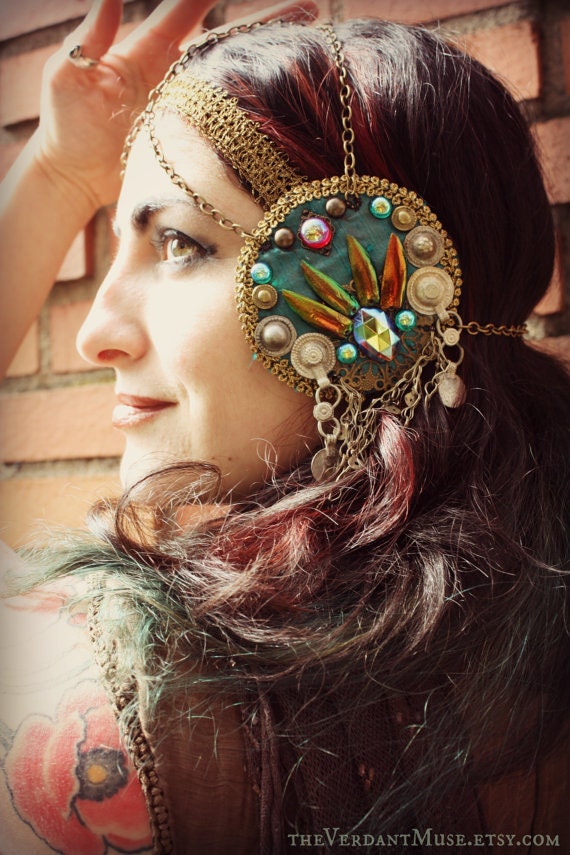 Custom Mucha Headdress- Tribal Fusion, Wedding, Festival Art Nouveau