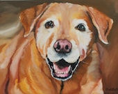 Custom dog portrait hand painted on a 10"x14" canvas, pet portrait from your photo