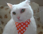 Cat Bandana - Orange with White Spots