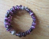 Purple and Silver Beaded Wrap Bracelet