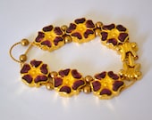 Vintage TACOA Flower Bracelet,  Antique Gold Tone, Art Nouveau Clasp, Vintage Accessory, Estate Sale, Item No.B420