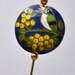Vintage Round Cloisonne Pin, Gold Tone, Multicolor Enamel, Bird Design, Spring Special, Item No. B758