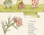 TIP A TOE Kate Greenaway Vintage Printable Digital Storybook Page for Cardmaking Scrapbooking Mixed Media