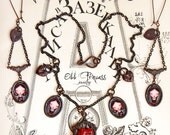 Sisters Secret Key Victorian Dark Patina Art Cameo Necklace By Odd PRINCESS, Wearable Art