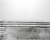 Original Black and White Abstract Ink Wash Painting 11.7x16.5 " Suburbia A"