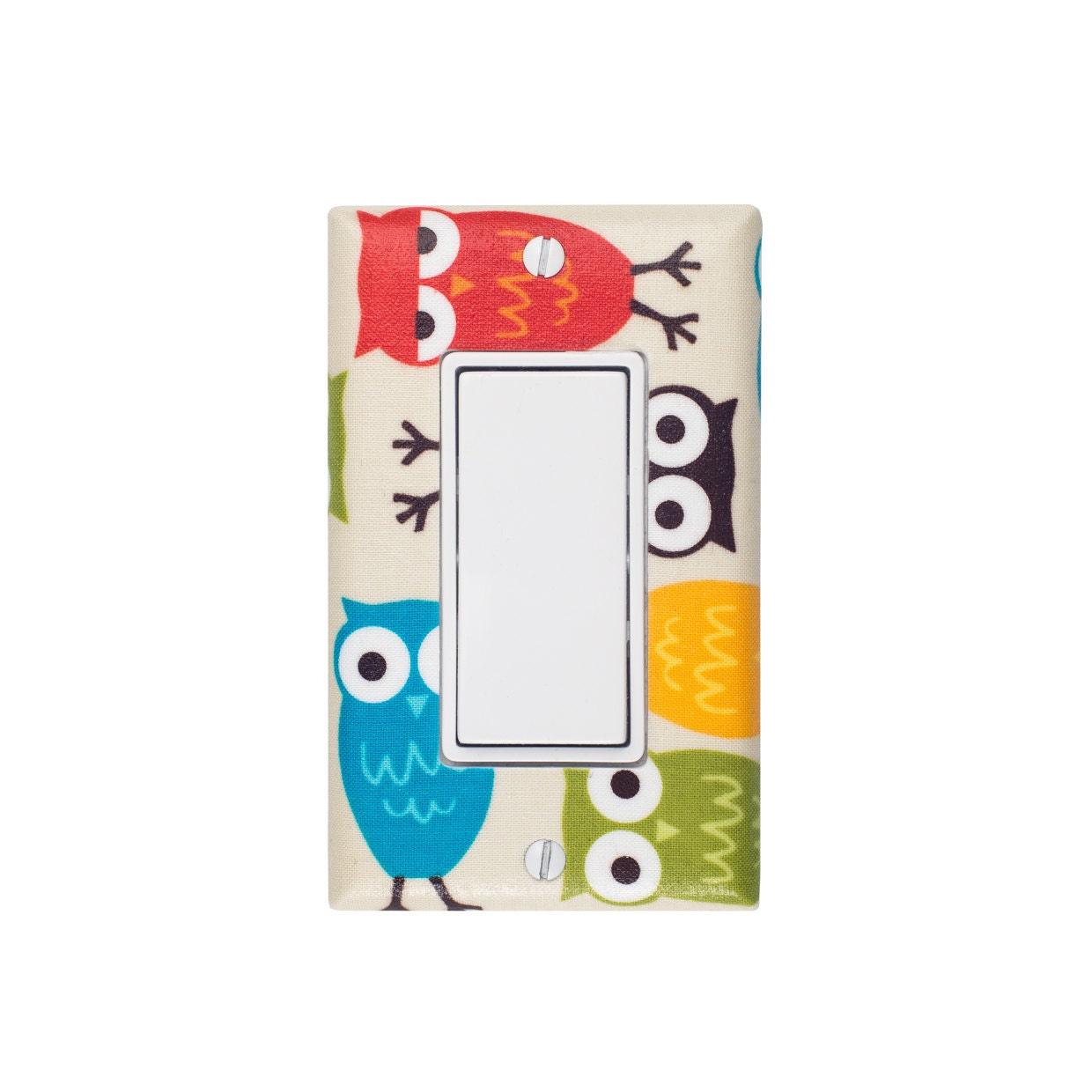 Owl Nursery Decor Light Switch Plate Cover / Baby Gender Neutral / Rocker Decora / Urban Zoologie Bermuda Owls by Robert Kaufman