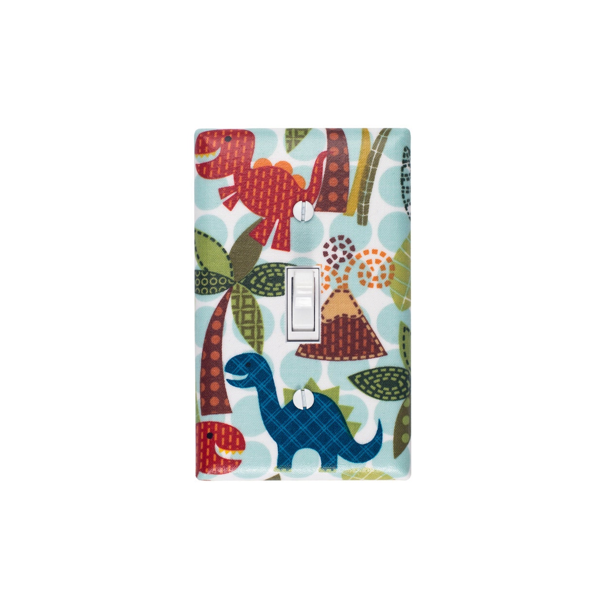 Dinosaur Light Switch Plate Cover / Baby Boy Nursery / Kids Room / Michael Miller Dino Roar Aqua