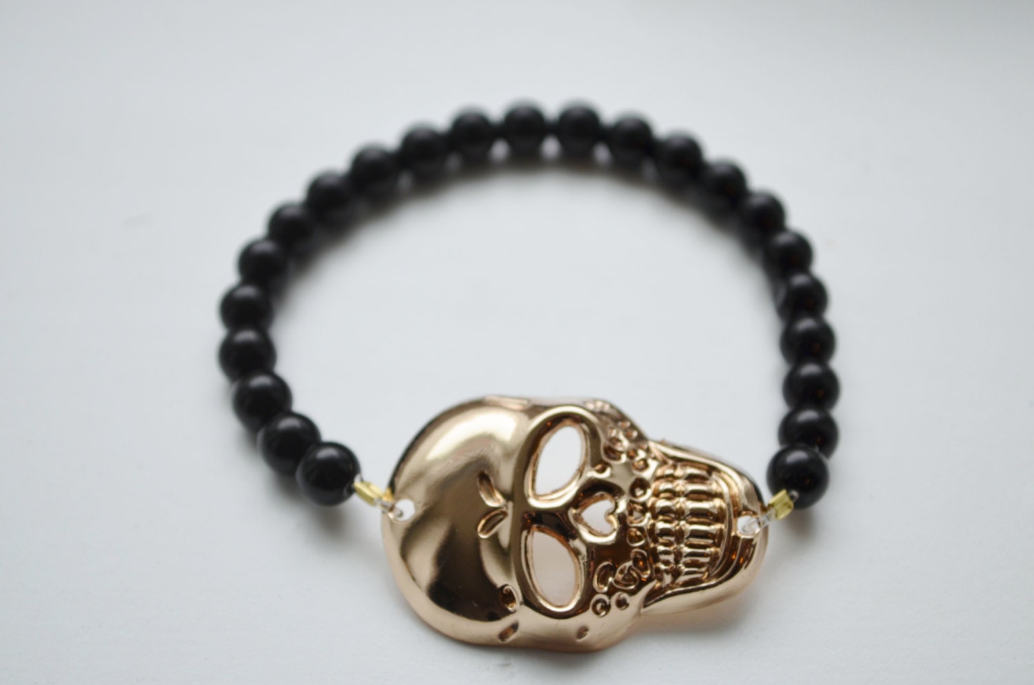 Gold Skull Bracelet, Black