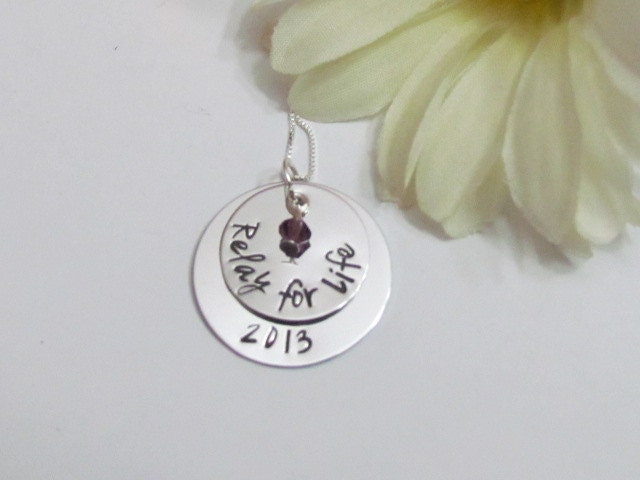 RELAY FOR LIFE - Cancer Awareness - Hand Stamped Necklace