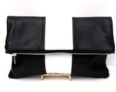 Black and White Foldover Clutch
