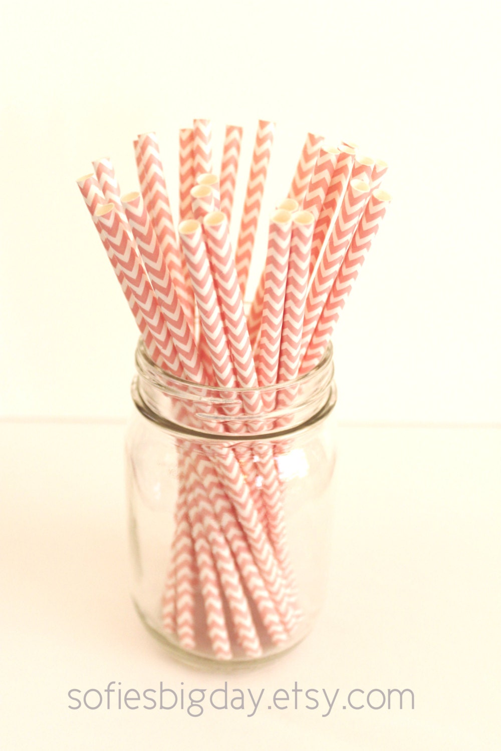 SOFT PINK Chevron Stripe Straws-cake pop sticks-light pink chevron straws-chevron stripe straws-chevron paper straws-25 count