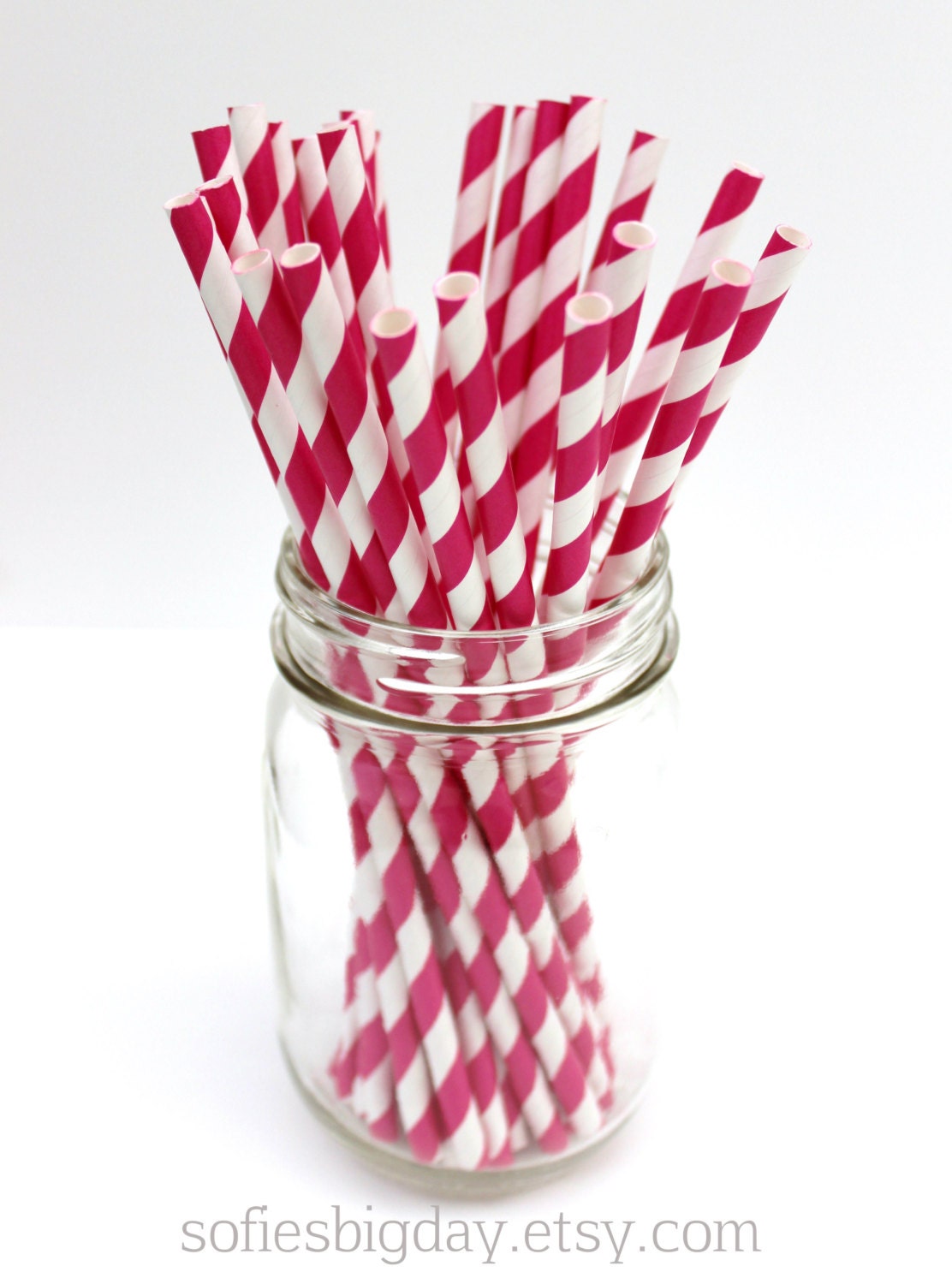 HOT PINK Paper Straws- 25 Pink stripe paper straws-cake pop sticks- pink stripe straws-retro pink straws-25 count Il_170x135