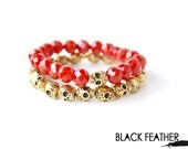 Red and Gold Skull Bracelet - 22kt