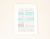Modern Baby Shower Invite Gray & Yellow Linear for boy or girl - Digital Printable PDF file