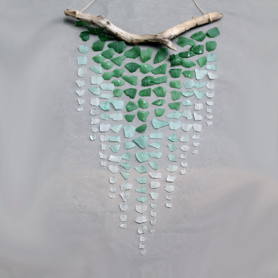 Sea Glass & Driftwood Mobile - Ombre
