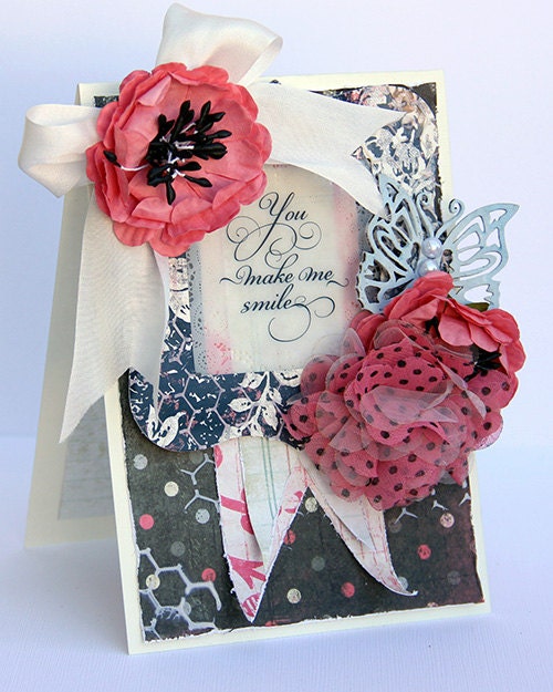 You make me smile. Handmade Greeting card.