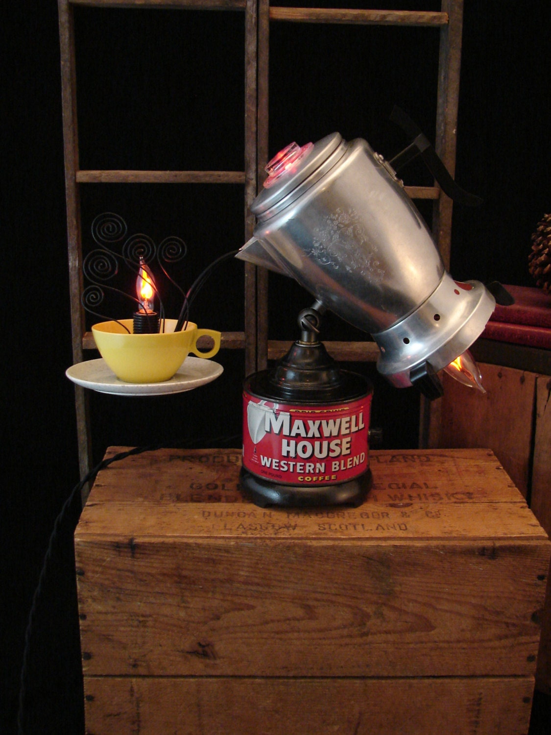Upcycled Table Lamp Upcycled Vintage Percolator Lamp