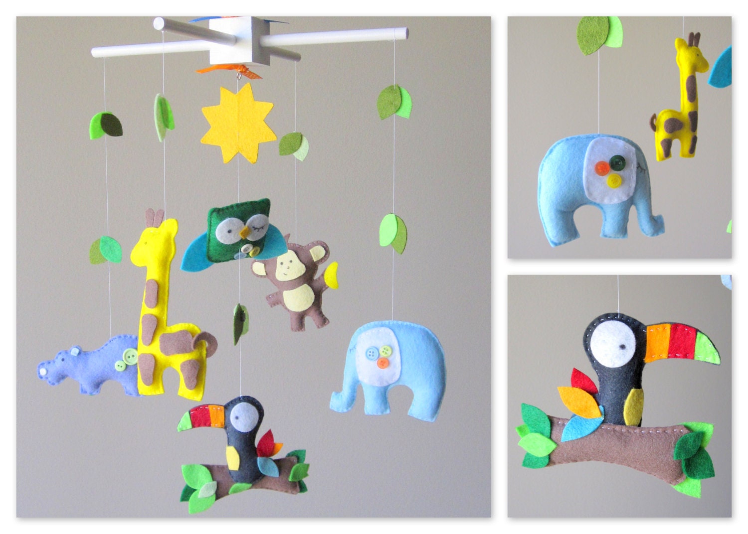 Baby Crib Mobile - Baby Mobile - Jungle Mobile  - Safari Mobile - You can choose your colors too :)