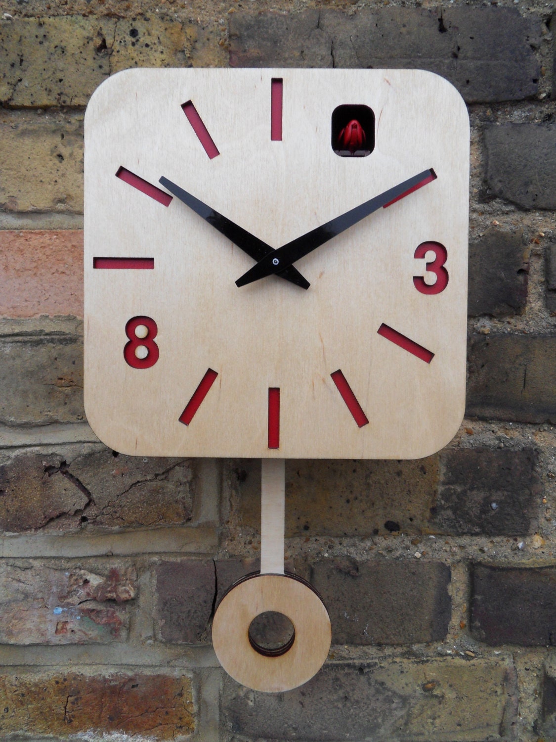 B83Box Plywood Quartz Cuckoo Clock and pendulum