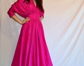 Fuchsia Bruce Oldfield Gown / 80's Couture Princess Diana / Pink Medium Large