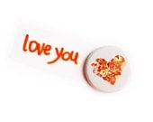 Orange heart round magnet - VeraPaperLab