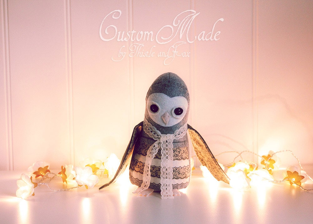 Custom Made Felt Owl OOAK Art Doll
