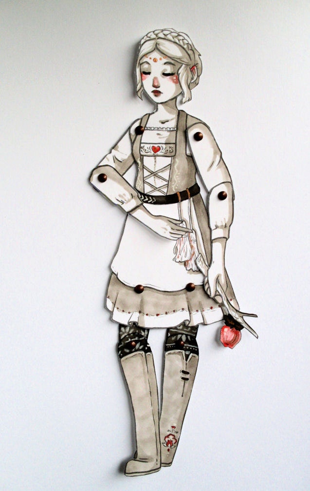 Paper Puppet kit - fairy tale articulated paper doll to design and create - Katie Woodencloak