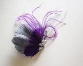 Bridal Fascinator - Grey and Purple Bridal Fascinator - Purple and Grey Fascinator - Bridal Headpiece