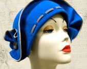 Peacock Blue Hand Blocked Cloche