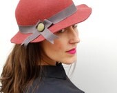 Rust Spring Floppy Hat / Womens large / Wool