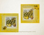 Lemon Garden, Decoupage Canvas Art,  two 12x12 in. pictures, home kitchen decor