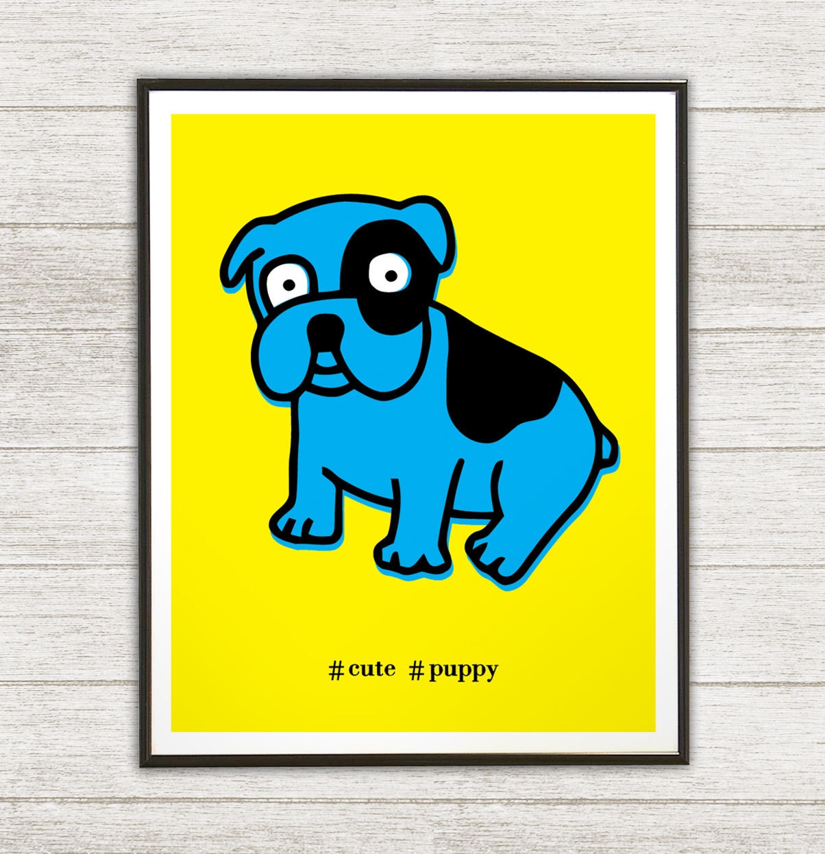 8x10 Art Print Blue Dog (Silk Screen style Pop Art Print) 8x10 Print (Featured in Yellow - Cyan - Rich Black) Buy 3 Get One Free