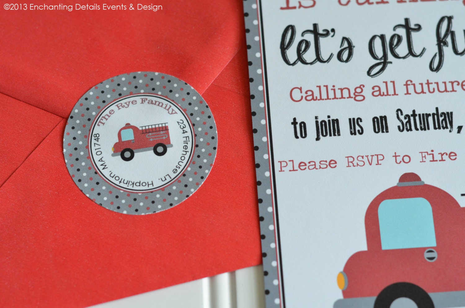 FIRE TRUCK Junior Hero Printable Address Label Il_570xn
