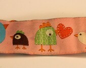 Hair Accessory-Handmade headband- 7/8"-Chickies on pink ribbon- adorable ribbon headband stretches to 18" size Small, other sizes