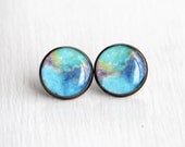 Nebula Jewelry, Space Earrings, Large Stud Earrings, Nerdy Earrings, NASA, Resin Earrings
