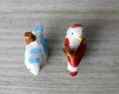Vintage cottage chic love birds / home decor / collectible / kitsch / mid century / red / blue / Valentine's gift / sweet / romantic / Japan
