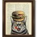 PRINT & POSTER - Cat Poster, Cat print, Cat Retro print, Cat dictionary art print, Cat book page print, Cat book page art - Hamburger Cat