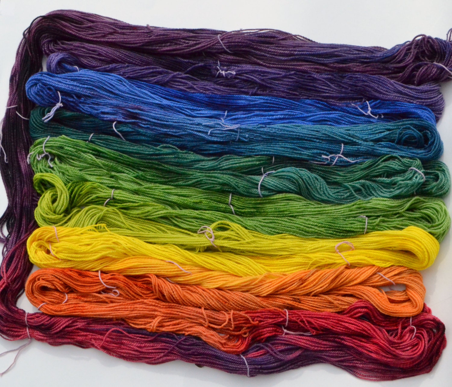 Rainbow self striping Superfine Merino handspun yarn - 225 Yards