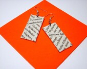 Harry Potter Wordsmith Earrings. Half Blood Prince. Upcycled Textual Literature Collage. Wood Base. Nickel Free.