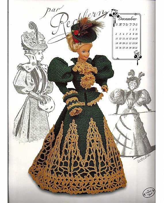 The Gibson Girl Collection of the Gay Nineties December Fashion Doll Crochet Pattern Annies Calendar Bed Doll Society 7712