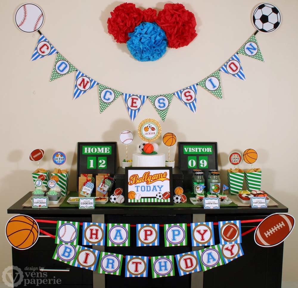 Sport Birthday Party Package Personalized FULL Collection Set - PRINTABLE DIY - PS821CA1x