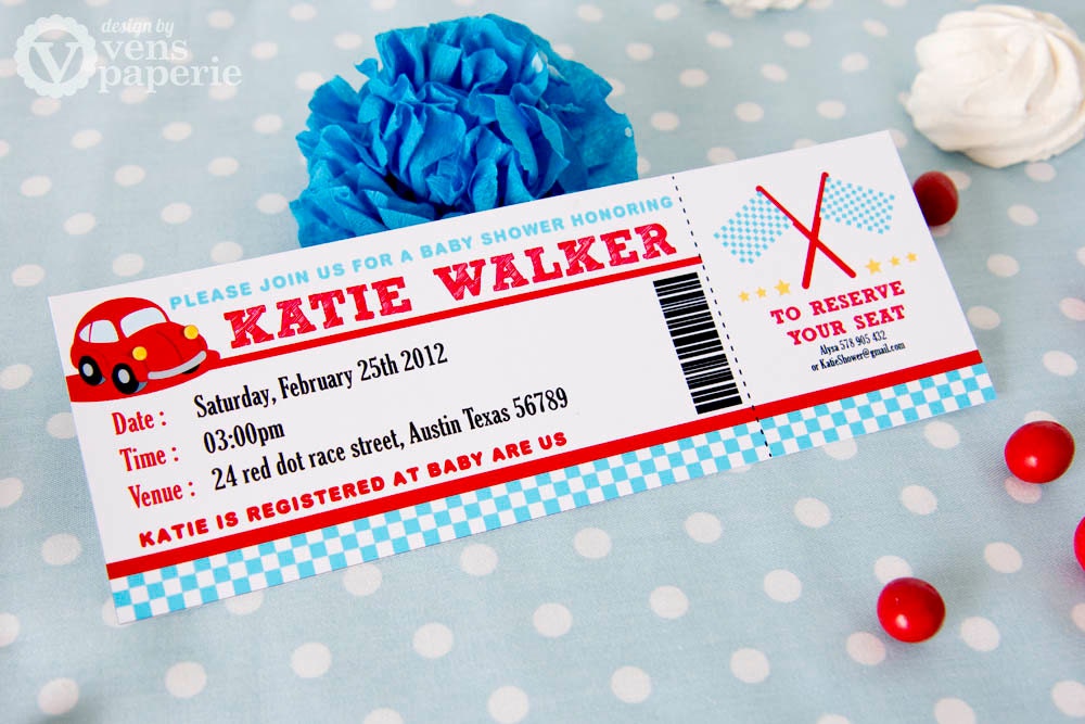 DIY PRINTABLE Invitation Card - Vintage Red Racing Car Baby Shower Invitation - BS807CA1a3