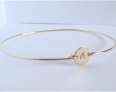 PERSONALIZED gold bangle - Bridal personalized initial bracelet - Bridesmaid gift - Custom initial bangle - Friendship bracelet